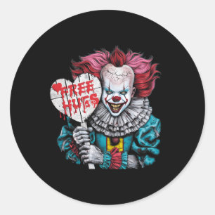 Gratis Een Knuffel Griezelen Clown Karakter Valent Ronde Sticker