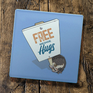 Gratis egel knuffels Grappig egel protest bord Car Glazen Onderzetter