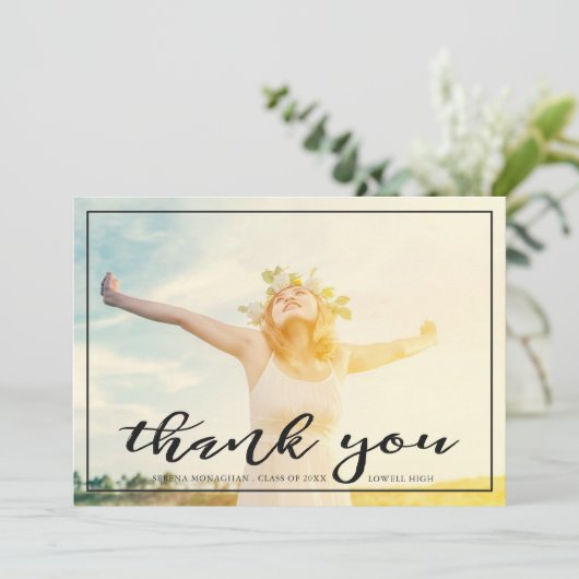 Gratis en gefocust | Afstuderen Hartelijk dank | D Bedankkaart (Staand voorkant)