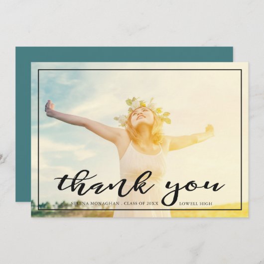 Gratis en gefocust | Afstuderen Hartelijk dank | D Bedankkaart (Voorkant / Achterkant)