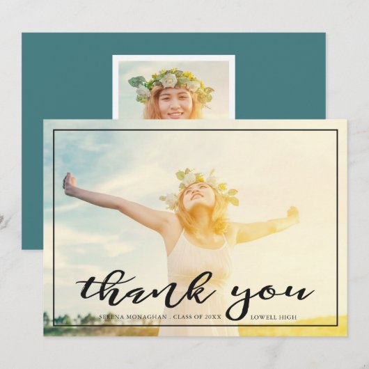 Gratis en gefocust | Afstuderen Hartelijk dank | D Bedankkaart (Voorkant / Achterkant)