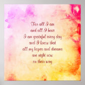 "Gratis en positiviteit" gedicht poster (Voorkant)