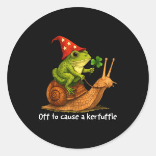 Gratis fantasie kikker tovenaar gaat een rel schop ronde sticker