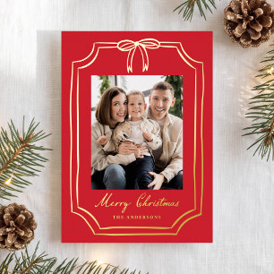 Gratis Fotolijst met Strik voor Kerstmis 5 Foto's Folie Feestdagenkaart