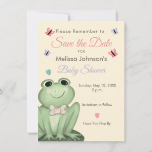 Gratis Frog Baby Shower Save the Date met Fantasie Kaart