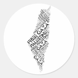 Gratis Gaza Gratis Palestina Kaart Wolk Word Ronde Sticker