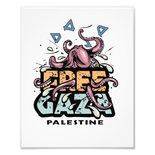 Gratis Gaza Palestina - Octopus Illustratie Foto Afdruk (Voorkant)