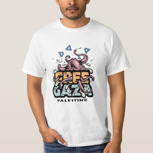 Gratis Gaza Palestina - Octopus Illustratie T-shirt (Voorkant)