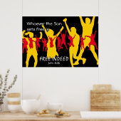 GRATIS GEÏNDEERDE mensen die dansen | John 8:36 BL Poster (Keuken)