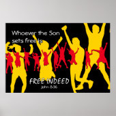 GRATIS GEÏNDEERDE mensen die dansen | John 8:36 BL Poster (Voorkant)