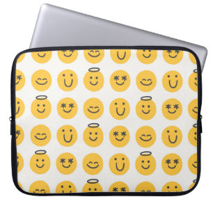 Gratis gelukkige emoji naadloos patroon. Positief Laptop Sleeve