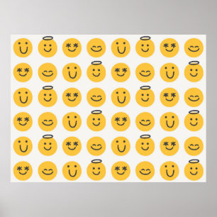 Gratis gelukkige emoji naadloos patroon. Positief  Poster