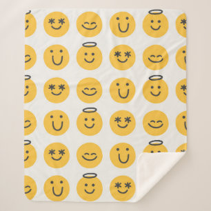 Gratis gelukkige emoji naadloos patroon. Positief Sherpa Deken