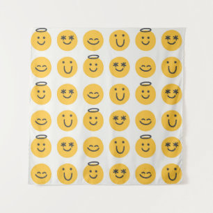 Gratis gelukkige emoji naadloos patroon. Positief Wandkleed