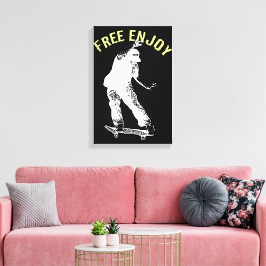Gratis genieten van Retro Urban Skateboarden Canvas Afdruk (Insitu (Woonkamer))