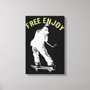 Gratis genieten van Retro Urban Skateboarden Canvas Afdruk