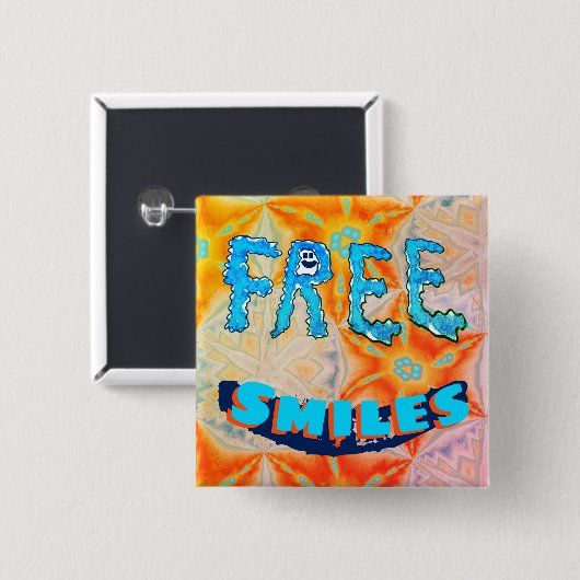 Gratis glimlach - Ice Fire Helderkleurig Vierkante Button 5,1 Cm (Voorkant /achterkant)