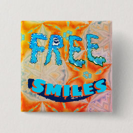 Gratis glimlach - Ice Fire Helderkleurig Vierkante Button 5,1 Cm