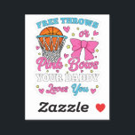 Gratis gooien of roze strikken papa houdt van je v sticker<br><div class="desc">Free Throws or Pink Bows Your Daddy Loves You Pregnancy Pink or Blue Funny Gender Reveal Baby shower Matching Family Baby Funny design Gift Custom-Cut Vinyl Sticker Classic Collectie.</div>