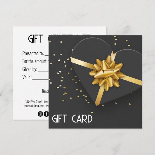 Gratis gouden zwarte doos met cadeaubon (Voorkant / Achterkant)