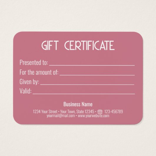 Gratis goudroze basisdoos met cadeaubon visitekaartje (Achterkant)