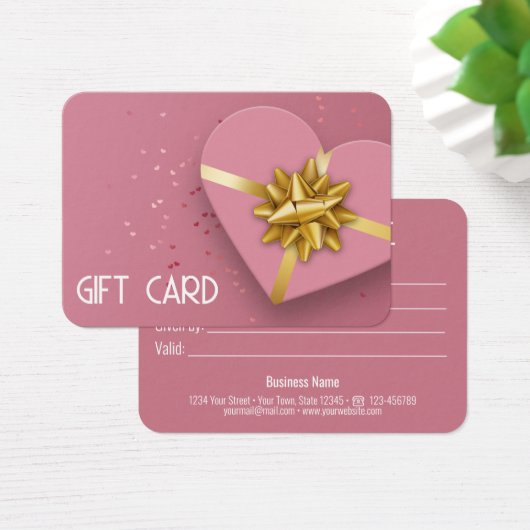 Gratis goudroze basisdoos met cadeaubon visitekaartje (Bureau)