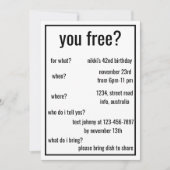 Gratis? Grappig Eenvoudige Birthday Minimalist Cus Kaart (Voorkant)