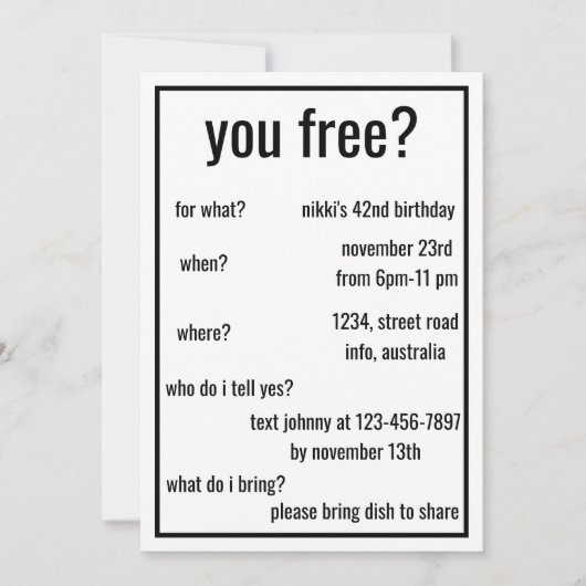 Gratis? Grappig Eenvoudige Birthday Minimalist Cus Kaart (Voorkant)