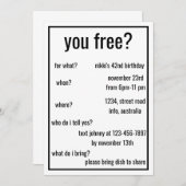 Gratis? Grappig Eenvoudige Birthday Minimalist Cus Kaart (Voorkant / Achterkant)