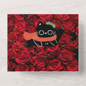 Gratis grappige kat verjaardagskaart all in one uitnodiging (Achterkant)