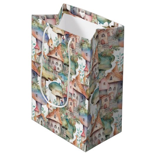 Gratis Graspaddenhuisjespatroon (3) Medium Cadeauzakje (Voorkant Gekanteld)