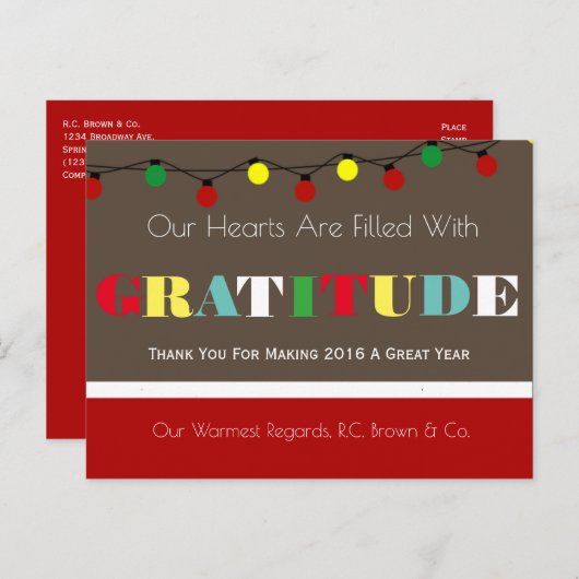 Gratis Gratis Gratis Business Holiday Briefkaart (Voorkant / Achterkant)