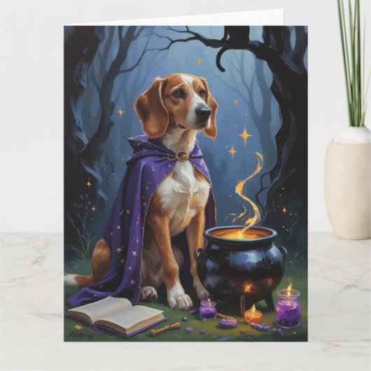 Gratis Grisehond Whimsical Halloween Schilderij Kaart (Voorkant)