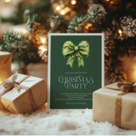 Gratis groene kerstuitnodiging met feestelijke str feestdagenkaart