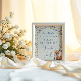 Gratis Guestboek voor Whimsical Fox Woodland Baby  Poster