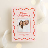Gratis Handgetekende Golvende Rand Kerst Foto Feestdagenkaart