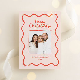 Gratis Handgetekende Golvende Rand Kerst Foto Feestdagenkaart