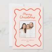 Gratis Handgetekende Golvende Rand Kerst Foto Feestdagenkaart (Voorkant)