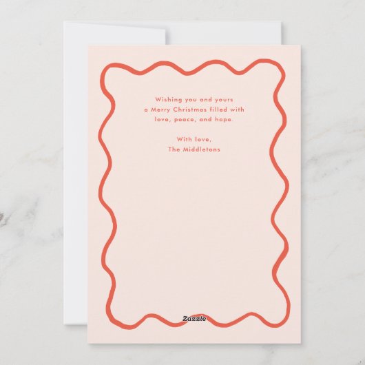 Gratis Handgetekende Golvende Rand Kerst Foto Feestdagenkaart (Achterkant)