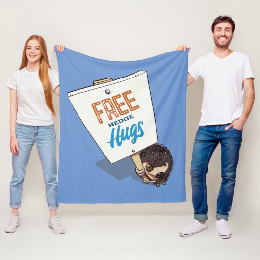 Gratis Hedge Hugs Funny Hedgehog Picket Sign Carto Fleece Deken (In situ)