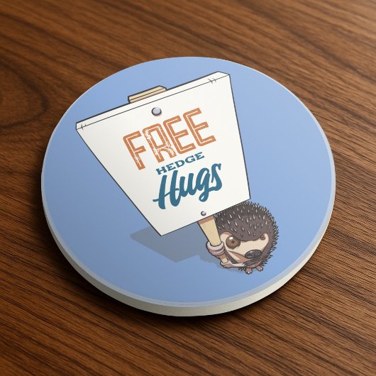 Gratis Hedge Hugs Funny Hedgehog Picket Sign Carto Zandsteen Onderzetter