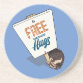 Gratis Hedge Hugs Funny Hedgehog Picket Sign Carto Zandsteen Onderzetter (Voorkant)