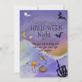 Gratis heks, pompoen & suikermais Halloween kaart (Achterkant)