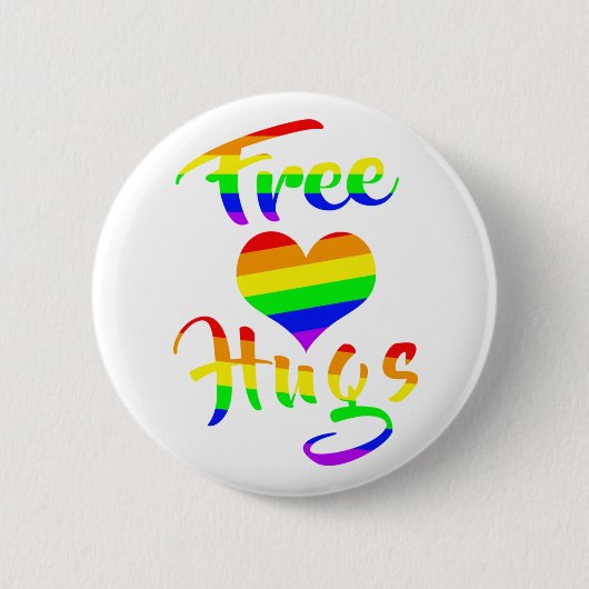 Gratis huggen | LGBTQ+ Pride Ronde Button 5,7 Cm (Voorkant)