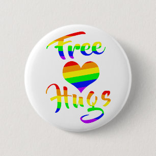 Gratis huggen   LGBTQ+ Pride Ronde Button 5,7 Cm