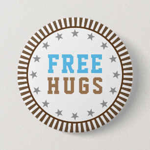Gratis huggen ronde button 7,6 cm