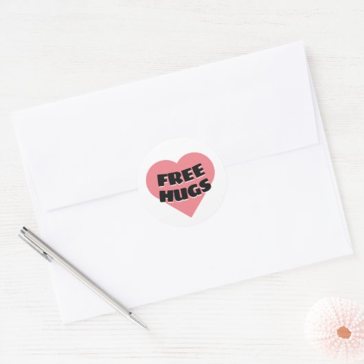 Gratis huggen ronde sticker (Envelop)