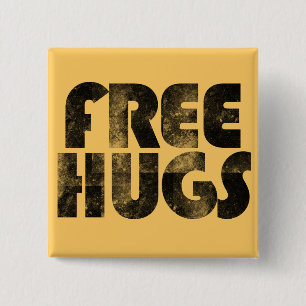 Gratis huggen vierkante button 5,1 cm