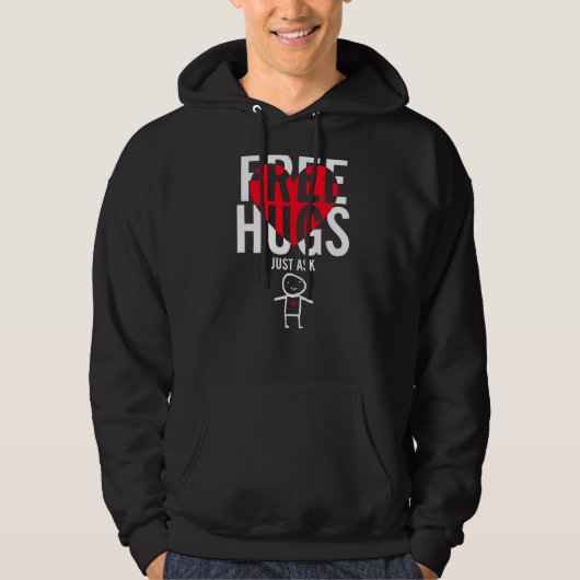 Gratis huggen vragen hoodie (Voorkant)