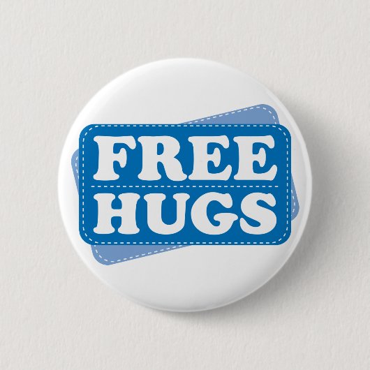 Gratis hugs - Blauw Ronde Button 5,7 Cm (Voorkant)